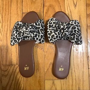 H&M Leopard Print Bow Slides Size 7